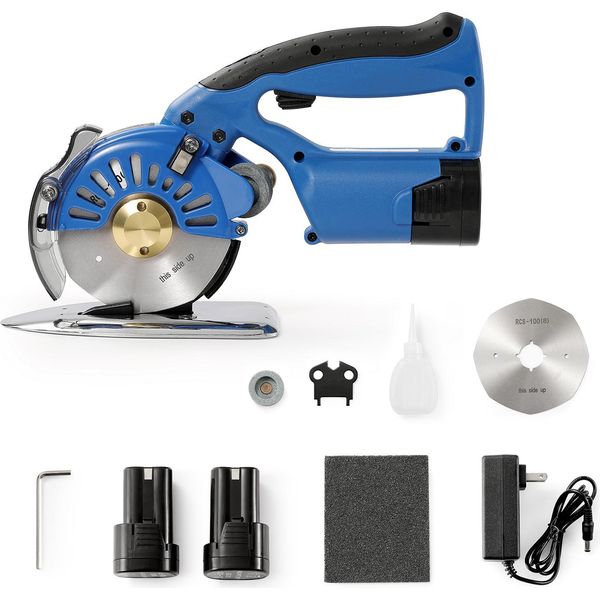 Vevor Taglierina Portatile Per Tessuti 150 W, Taglierina Elettrica Per Tessuti Industriali, Dimensione Lama: 100 Mm, Spessore Massimo Di Taglio: 27 Mm. Spessore Di Taglio: 27 Mm, Taglierina Per Tessuti A Batteria In Acciaio Legato Ideale Per Stoffe, Tessuti, Ecc.-image