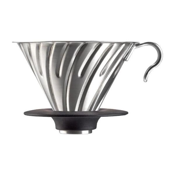 Hario Drip V60-02 - Gocciolatore / Filtro Per Caffè In Acciaio Inossidabile Con Supporto-image