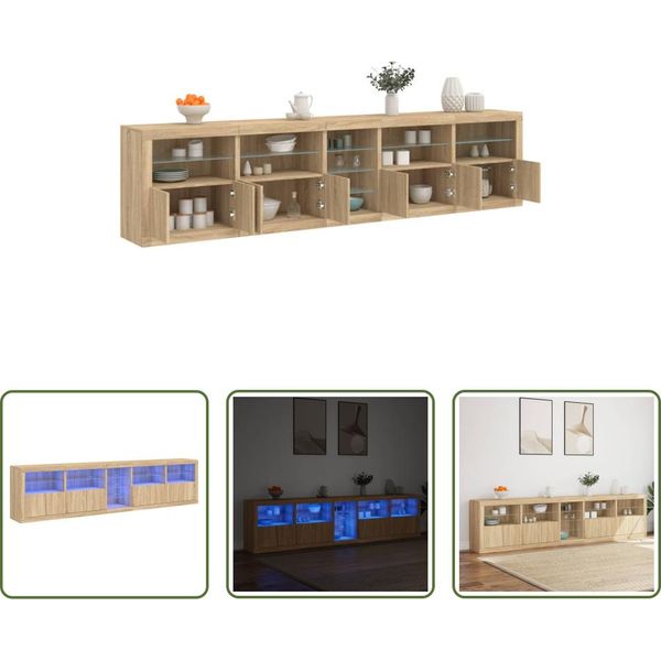 The Living Store Credenza Con Luci Led Rovere Sonoma 283X37X67 Cm-image