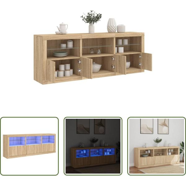 The Living Store Credenza Con Luci Led Rovere Sonoma 181,5X37X67 Cm-image