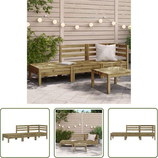 The Living Store Divano Da Giardino 3 Posti In Legno Di Pino Impregnato-image