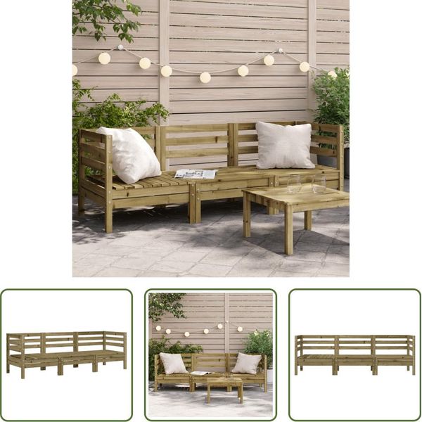 The Living Store Divano Da Giardino 3 Posti In Legno Di Pino Impregnato-image