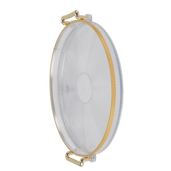 Vassoio Rotondo Con Manico D'oro, Vassoio Da Portata Rotondo, Vassoio Da Portata Con Bordo D'oro, Vassoio Da Portata Con Bordo D'oro, Vassoio Da Portata Rotondo Decorativo, Vassoio Da Portata Di Forma Circolare-image