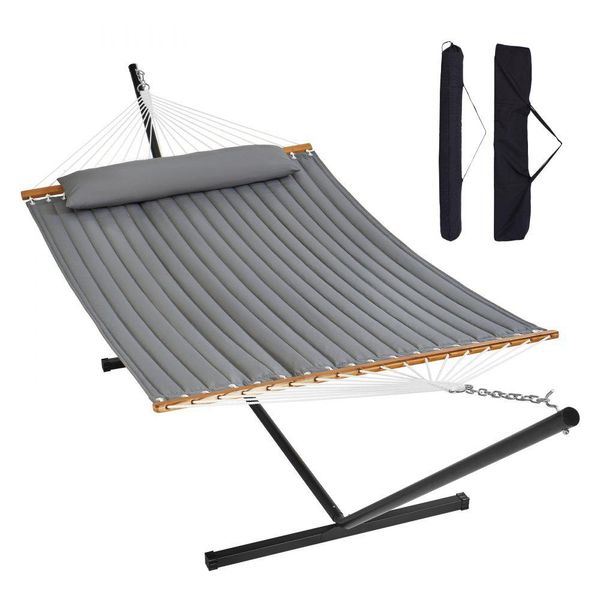 Amaca Per 2 Persone - Portata 207 Kg - Amaca Doppia Con Supporto In Acciaio Da 3,66 M - Borsa Per Il Trasporto E Cuscino - Amaca Autoportante Per Il Giardino, La Terrazza E La Spiaggiaु-image