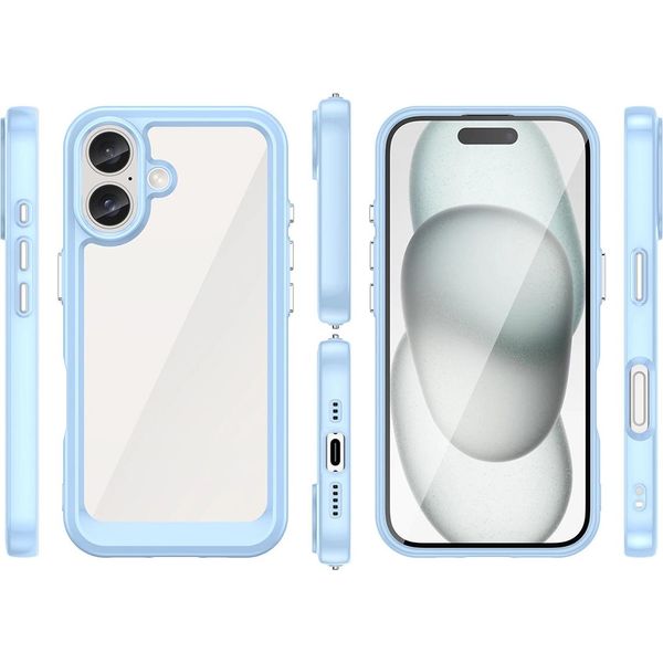 Custodia Outer Space Con Cornice In Gel Per Iphone 16 - Blu-image