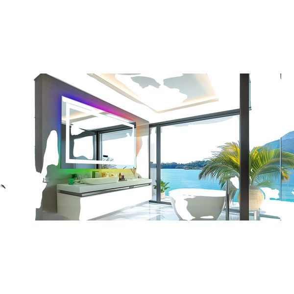 Specchio Da Bagno A Led, Retroilluminazione Rgb, Funzione Antiappannamento, Rgb-image