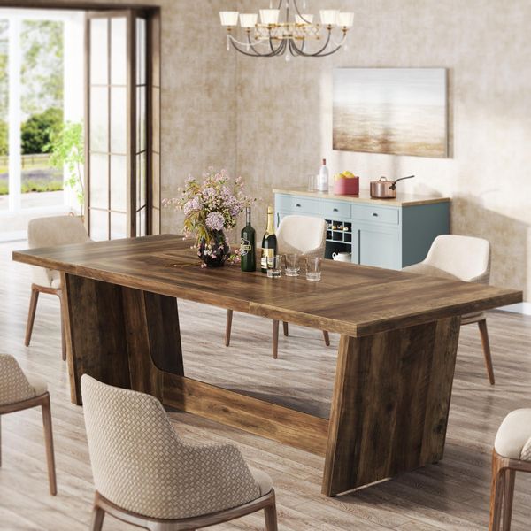 Tavolo Da Pranzo Tribesigns, Tavolo Da Cucina Industriale Per 6-8 Persone, 180 X 79 X 75 Cm, Tavolo Da Pranzo Rettangolare Per Sala Da Pranzo, Cucina, Soggiorno, Marrone-image