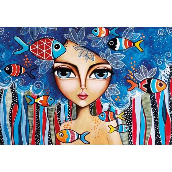 Magnolia Puzzle Signora Con Pesce - 1000 Teile Puzzle-image