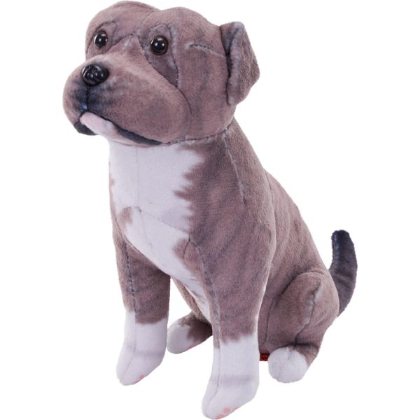 Cane Di Peluche Pitbull Con Suono Grigio - 18 Cm-image