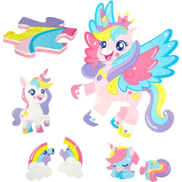 Puzzle Da Pavimento In Schiuma Little Stars Unicorn, 36 Pezzi.-image