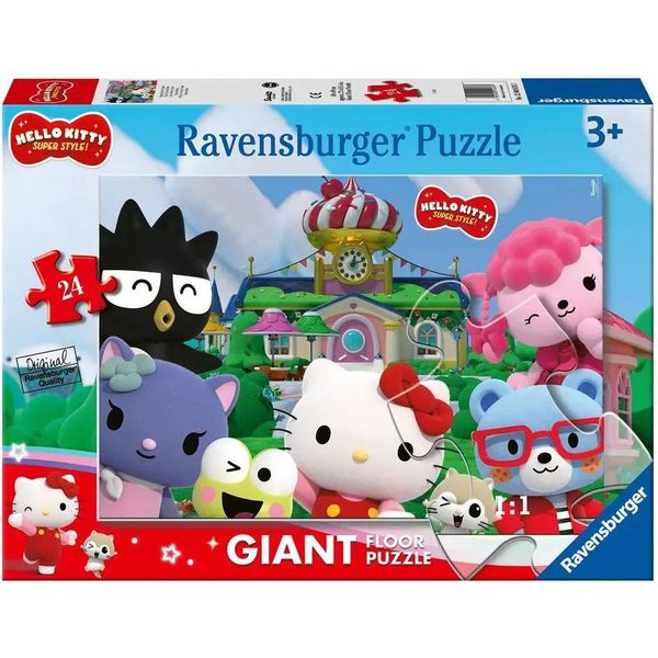 Puzzle Per Bambini Ravensburger 12004076 - Fun In Cherry Town - Puzzle Da Pavimento Con 24 Pezzi Grandi, Per I Fan Di Hello Kitty Dai 3 Anni In Su-image