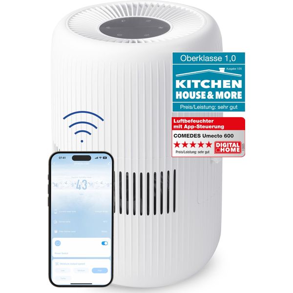 Umidificatore Comedes Umecto 600, Per Ambienti Fino A 82 M², Serbatoio Dell'acqua Da 4,0 Litri-image