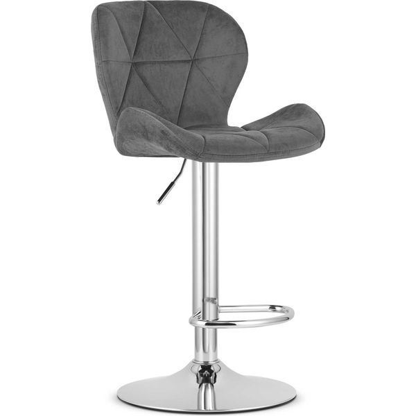 Sgabello West - Grigio Velluto / Base Cromata-image
