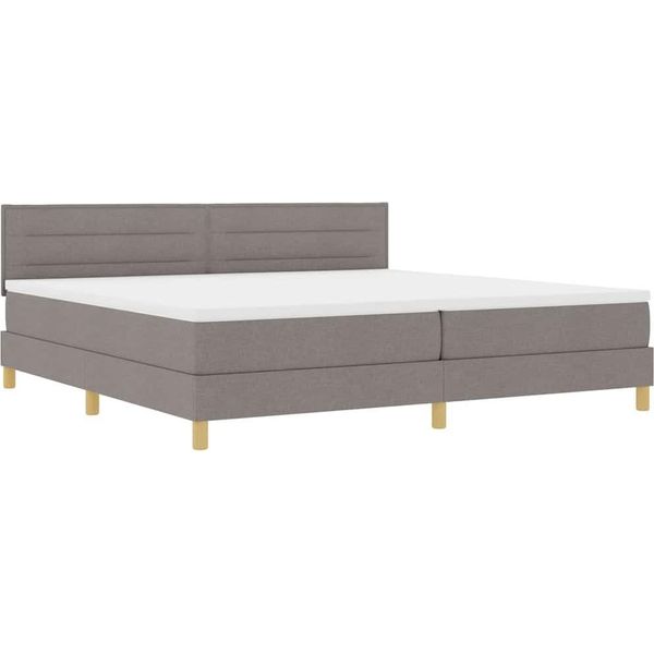 Vidaxl Letto Boxspring Led Con Materasso Led Taupe 200 X 200 Cm Tessuto-image
