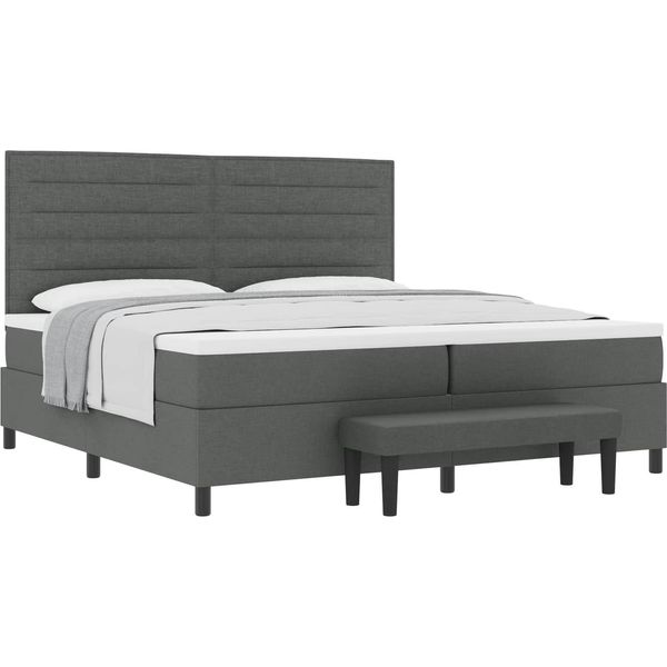 Vidaxl Letto A Molle Con Materasso Grigio Scuro 200 X 200 Cm In Tessuto-image