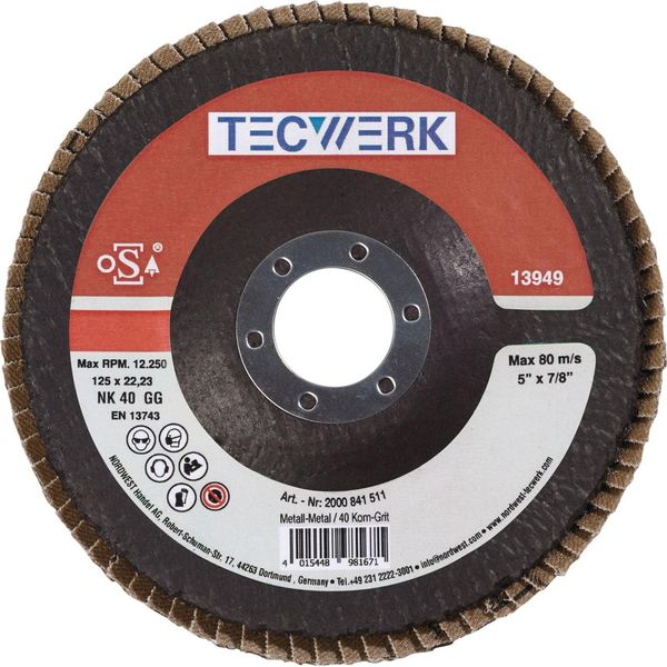 Disco Lamellare Ø 115 Mm Granulometria 40 Conica Acciaio/Legno Corindone Standard-image