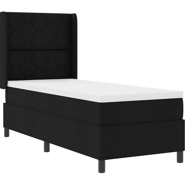 Vidaxl Led Letto A Molle Con Materasso Nero 80 X 200 Cm Tessuto-image