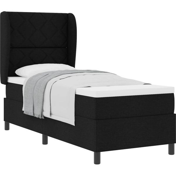 Vidaxl Letto A Molle Con Materasso Nero 80 X 200 Cm In Tessuto-image