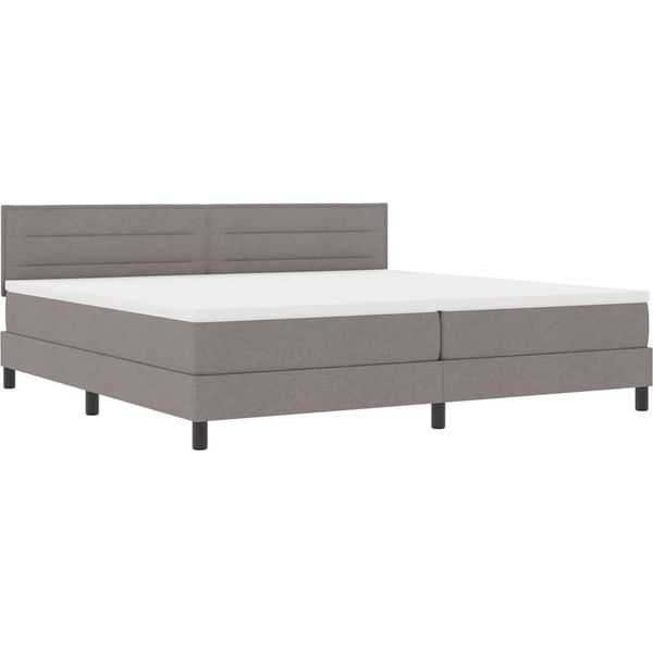 Vidaxl Letto Boxspring Con Materasso Led Taupe 200 X 200 Cm Tessuto-image