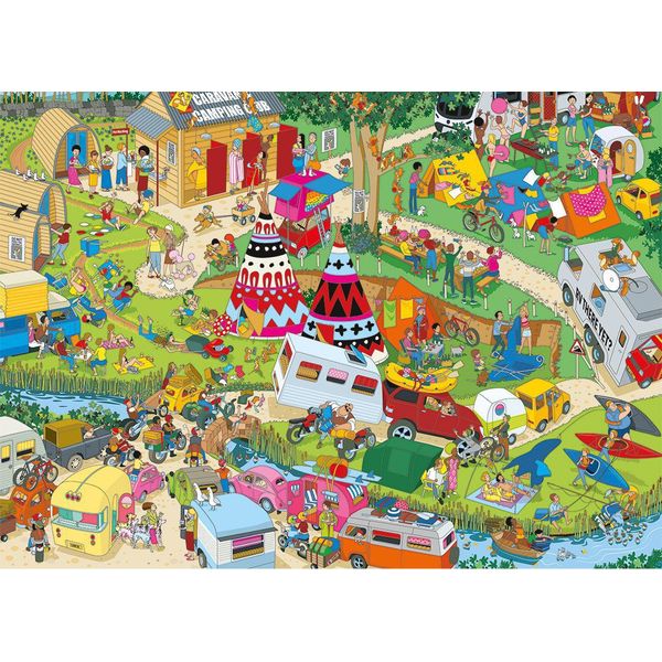 Gibsons Puzzle Campsite Capers - 1000 Teile Lustiges Campingmotiv-image