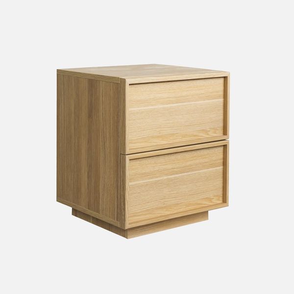 Comodino Effetto Legno 2 Cassetti, Marrone Naturale-image