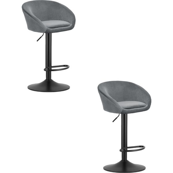 Hocker Orientale - Velluto Grigio / Base Nera X 2-image
