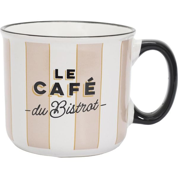 Howhomely | Mug - Tazza Da Bere - 450 Ml - A Righe Bianco-Beige - Tazza Da Caffè - Ceramica-image