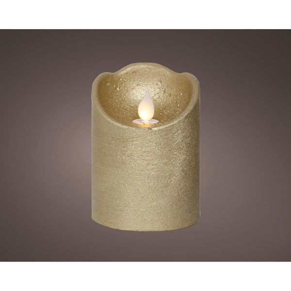 Candela Led Waving In Cera Dorata Ø7,5Xh10Cm-image