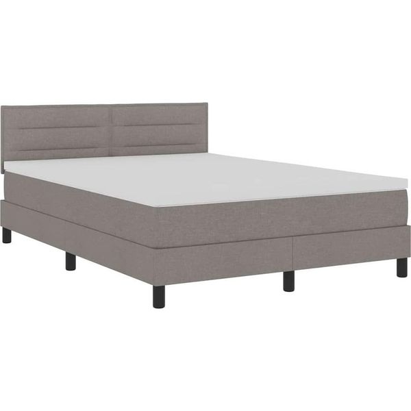 Vidaxl Letto Boxspring Con Materasso Led Taupe 140 X 190 Cm Tessuto-image