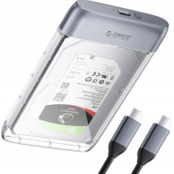 Orico 2,5" Hdd/Ssd Enclosure USB-C 5Gb/S Uasp Trim - Alloggiamento Per Disco Rigido Esterno Fino A 6 Tb"-image