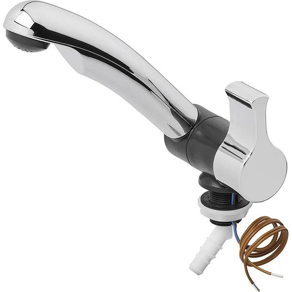 Rubinetto Dell'acqua Fredda Style 2005 12V Ø20 Mm Cromato/Nero Rubinetto Da Campeggio Per Camper E Roulotte-image