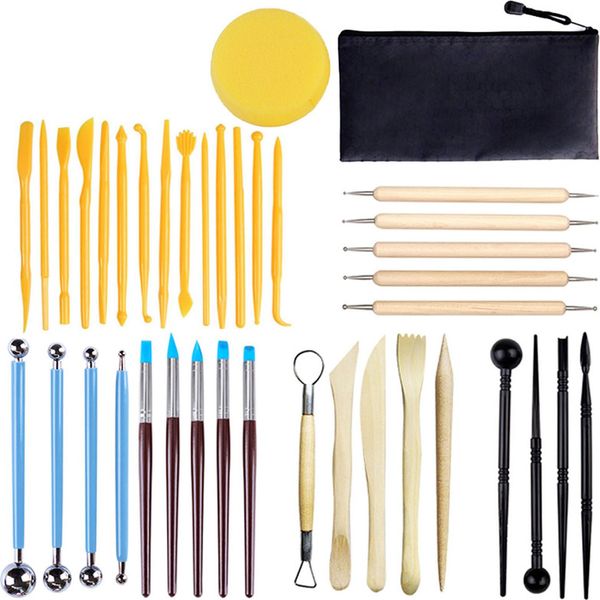 38Pcs Clay Tools Kit Portatile In Ceramica - Polimero - Scultura Con Borsa Di Stoccaggio Per Intagliatore-image