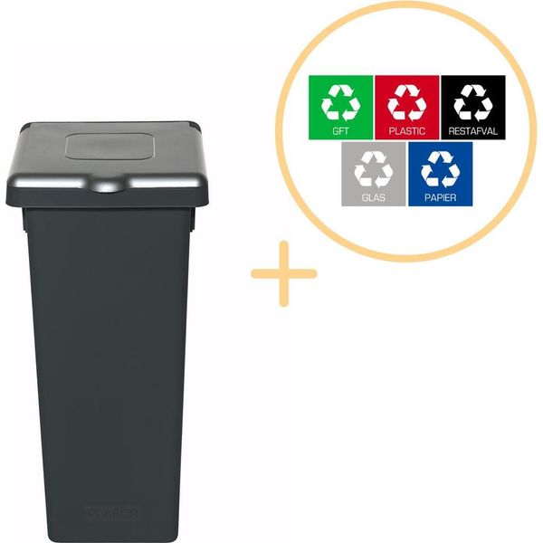 Plafor - Fit Bin Con Coperchio 52L - Riciclaggio - Grigio-image