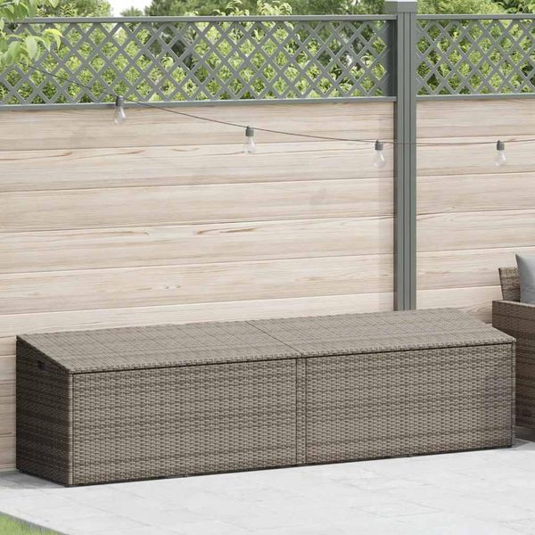 Syfax™ Baule Da Giardino Grigio 220X50X58 Cm In Polyrattan-image