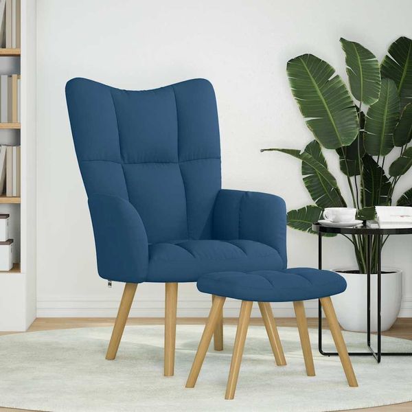 Syfax™ Poltrona Relax Con Poggiapiedi Blu In Tessuto-image