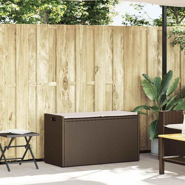 Syfax™ Cassapanca Da Esterno Con Cuscino Marrone 100 Cm In Polyrattan-image
