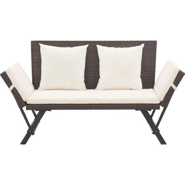 Syfax™ Panchina Da Giardino Con Cuscini 176 Cm Marrone In Polyrattan-image