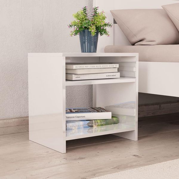 Syfax™ Comodini 2 Pz Bianco Lucido 40X30X40 Cm In Legno Multistrato-image