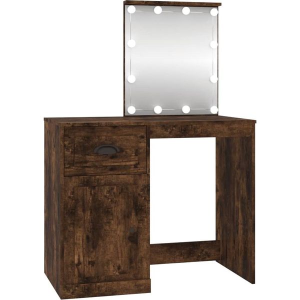 Syfax™ Toeletta Con Led Rovere Fumo 90X50X132,5Cm Legno Multistrato-image