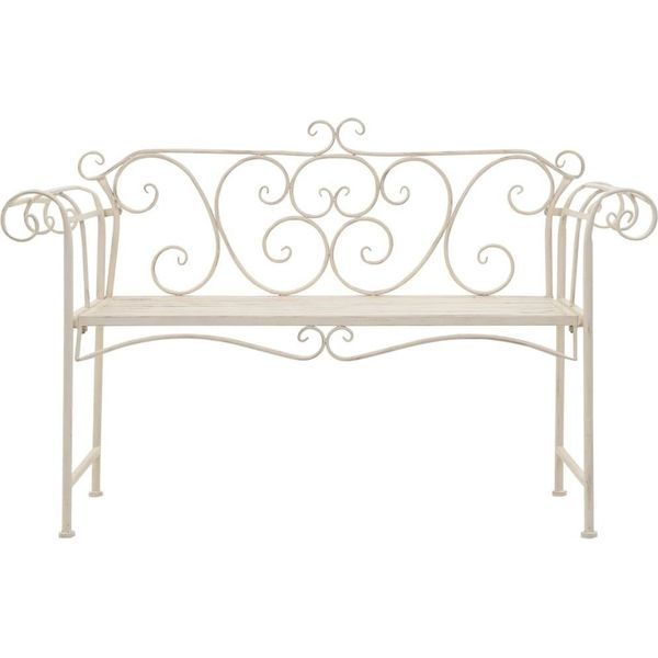 Syfax™ Panchina Da Giardino 132 Cm In Metallo Bianco Anticato-image