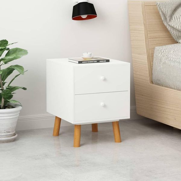 Syfax™ Comodini 2 Pz Bianchi 40X30X50 Cm Legno Massello Di Pino-image
