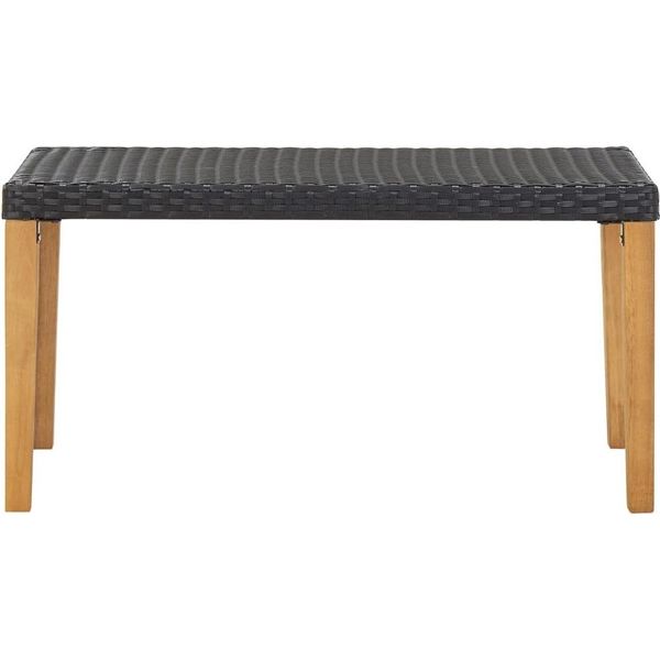 Syfax™ Panchina Da Giardino 120 Cm Nero Polyrattan E Massello D'acacia-image