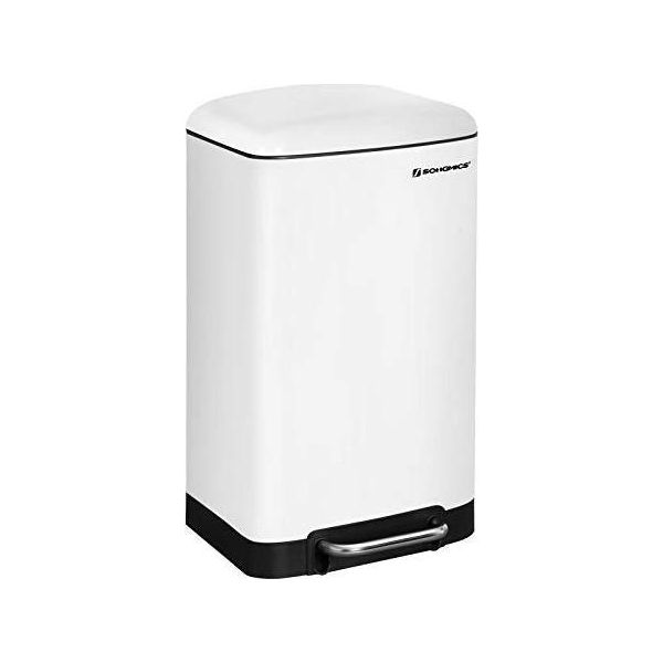 Pattumiera A Pedale Bianca Da 30 Litri Con Coperchio A Chiusura Ammortizzata Per Cucine Moderne-image