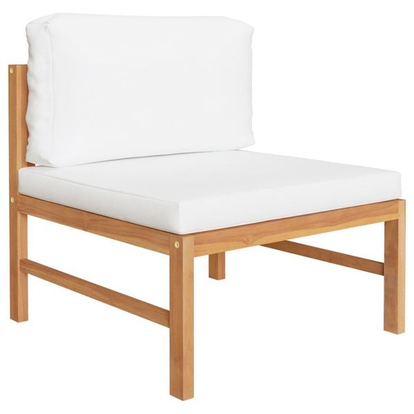 Syfax™ Set Divani Giardino 3 Pz Cuscini Crema In Legno Di Teak-image
