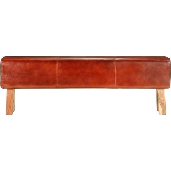 Syfax™ Panca Da Palestra 160Cm Vera Pelle Marrone E Massello Di Acacia-image