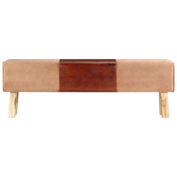Syfax™ Panca Da Palestra 160Cm Vera Pelle Marrone E Massello Di Acacia-image