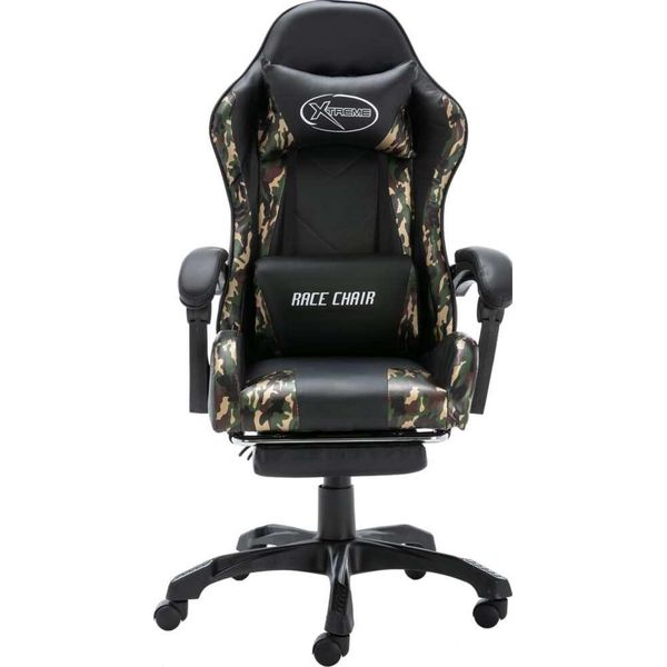 Syfax™ Sedia Da Gaming Con Poggiapiedi Nera E Mimetica In Pelle Finta-image