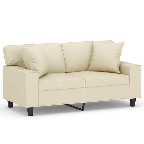 Syfax™ Divano A 2 Posti Con Cuscini Crema 120 Cm In Pelle Finta-image