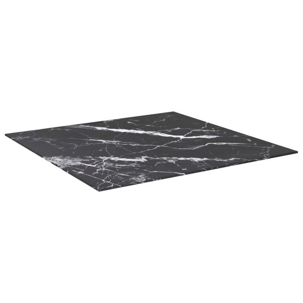 Piano Del Tavolo Nero 80X80 Cm Vetro Temperato 6 Mm Effetto Marmo-image