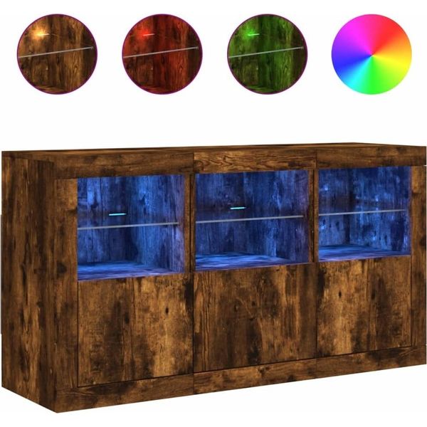 Syfax™ Credenza Con Luci Led Rovere Fumo 123X37X67 Cm-image